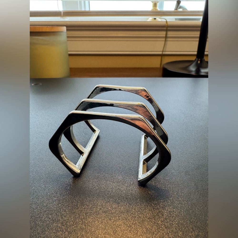 Express Silver Hexagonal Cuff Bracelet - image 8